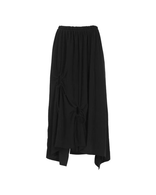 Y-3 Zwarte Geplooide Rok Met Zijkanten in het Black