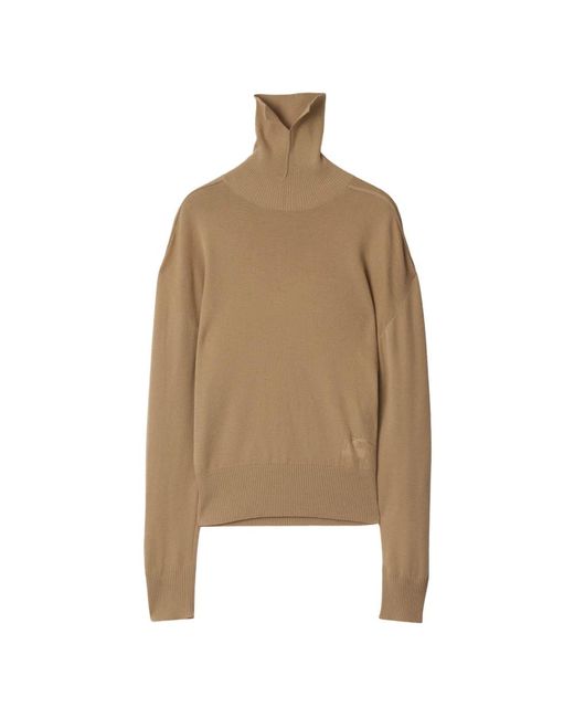 Burberry Truien & Vesten ,Bruin ,Wol Turtleneck Truien in het Natural