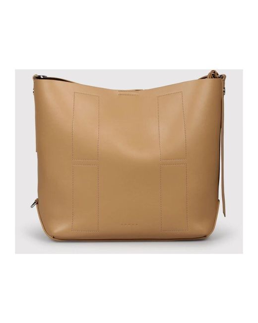 Hogan Brown Leder einkaufstasche mit h-charme