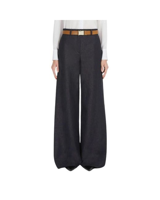 Max Mara Blue Baumwoll- Und Leinenhose
