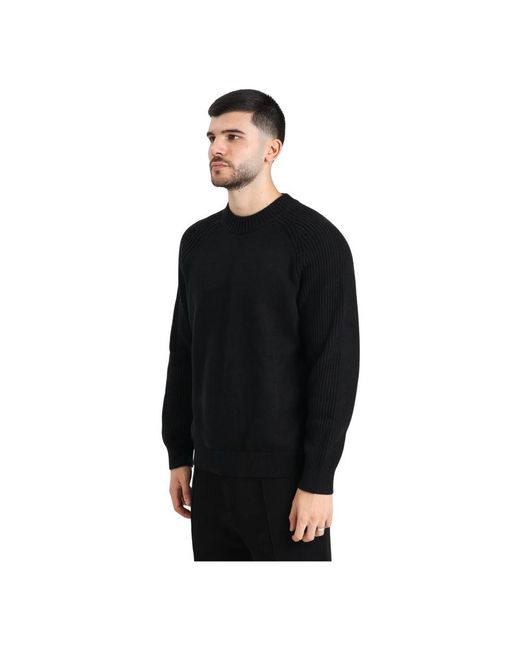 SELECTED Schwarzer Rundhalspullover Minimalistisches Design in Black für Herren