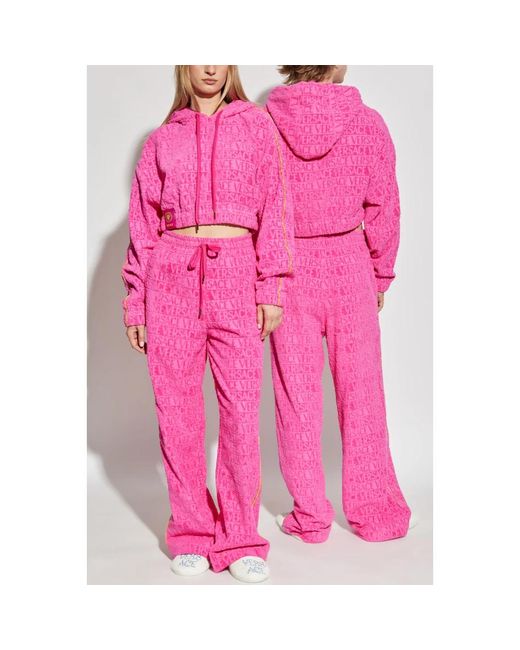 Versace Pink I Baroque Crop Hoodie