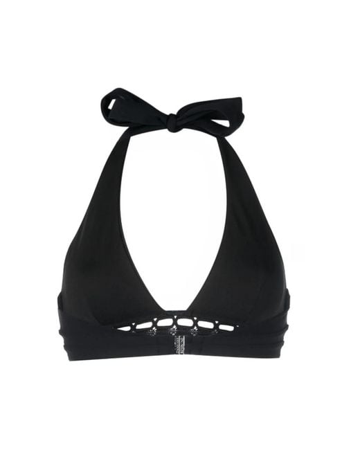 Ermanno Scervino Badmode ,Zwart ,Polyester Zwarte Gehaakte Halter Bikini Top in het Black
