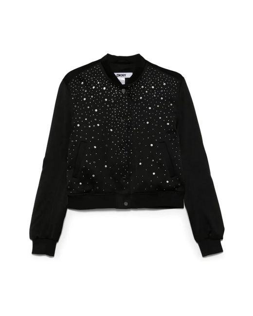 DKNY Jassen ,Zwart ,Polyester Studded Bomberjack in het Black