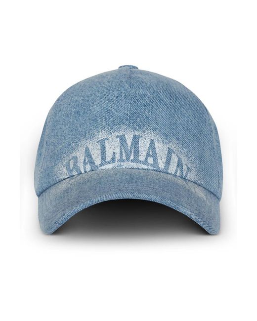 Balmain Accessoires ,Blauw ,Denim Denim Cap in het Blue voor heren