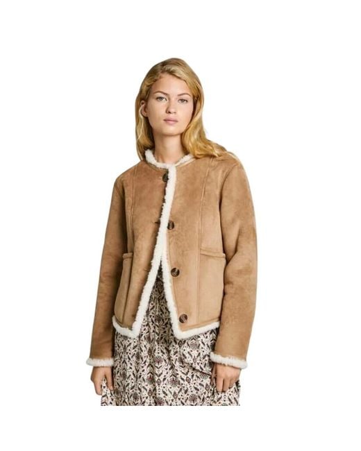 Faux Fur & Shearling Jackets di Pepe Jeans in Natural