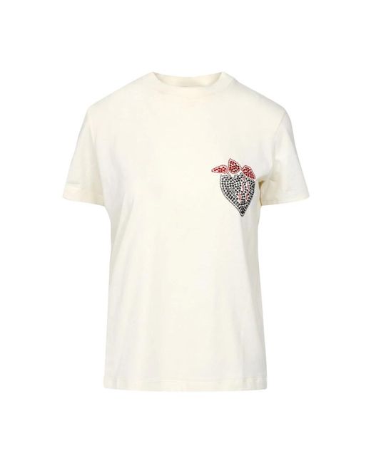 MSGM Tops ,Wit ,Denim Denim Wide Leg Jeans Wit in het White