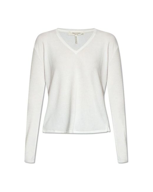 Rag & Bone White V-ausschnitt-top