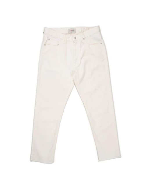 CYCLE Jeans ,Wit ,Denim 5 Pocket Lucky Carrot Bull Denim Straight Jeans in het White voor heren