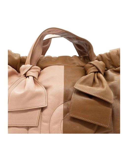 Vic Matié Brown Zweifarbiger midi shopper in rosa/tabak