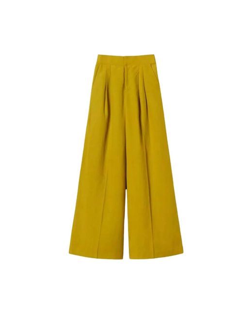 Twinset Yellow Wide Trousers