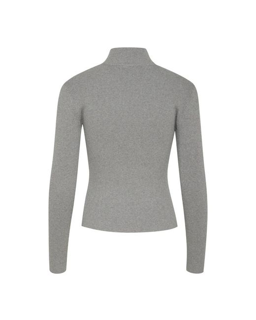Gestuz Truien & Vesten ,Grijs ,Grijs Melange Rits Trui in het Gray