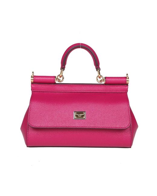 Dolce & Gabbana Pink Kleine sicily tasche aus dauphine leder