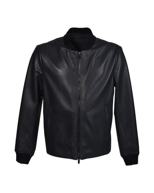 Baldinini Blue Leather Jackets for men