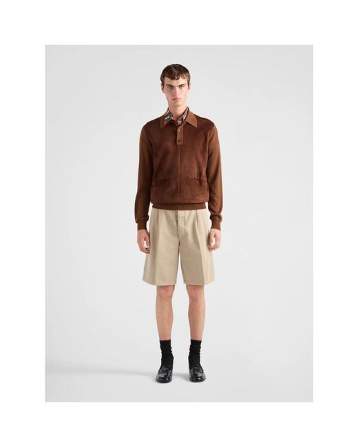 Prada Korte Broeken ,Katoen Katoenen Bermuda Shorts Vintage Stijl in het Natural voor heren
