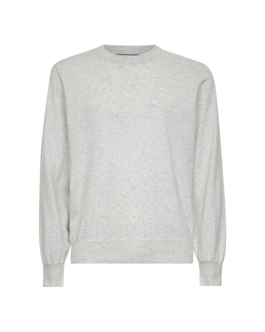 Round-Neck Knitwear di Brunello Cucinelli in Gray da Uomo