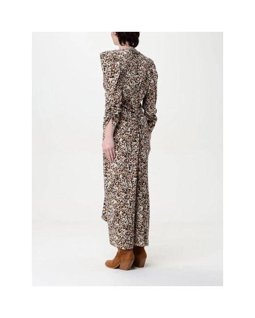 Isabel Marant Brown Bunte Blumen Midi Kleid