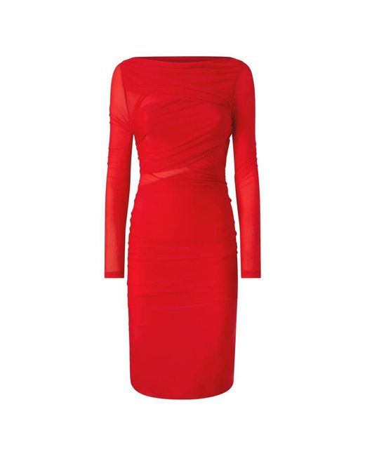Pinko Red Rotes stretch-jersey boot-ausschnitt kleid