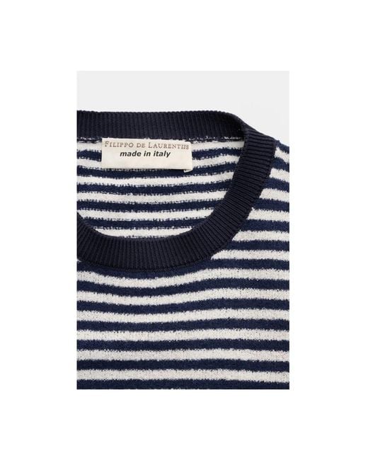 FILIPPO DE LAURENTIIS Blue Round-Neck Knitwear for men