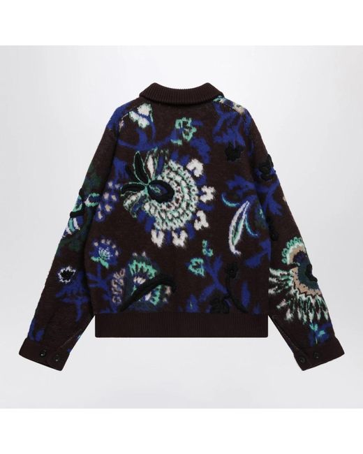 Sacai Floral Jacquard Knit Blouson in het Blue voor heren
