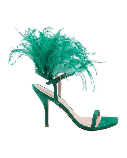 Stuart Weitzman Luxe Suède Hoge Hak Sandalen in het Green