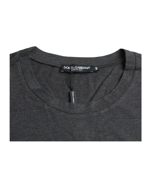 Dolce & Gabbana Graues logo print crewneck t-shirt in Black für Herren