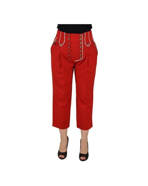 Dolce & Gabbana Red Cropped Trousers
