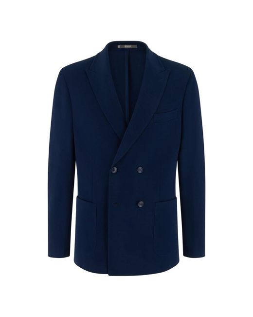 Boggi B Jersey Double-Breasted Jacket in het Blue voor heren