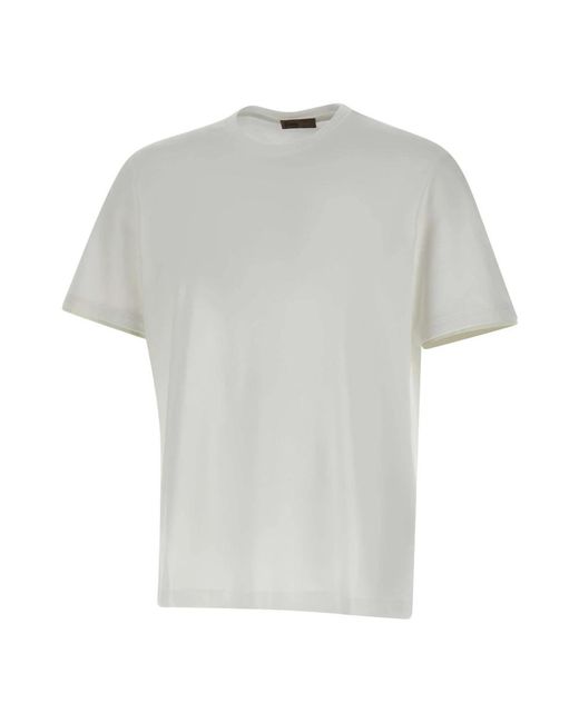 Herno Tops ,Wit ,Katoen Resort T-Shirt Van Katoen En Lichte Stretch Nylon in het Gray voor heren