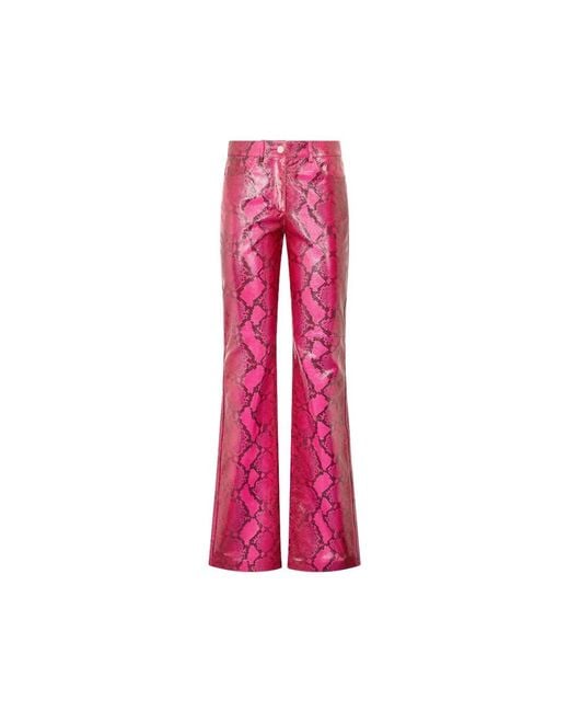 Roberto Cavalli Pink Shiny Python-Print Pants