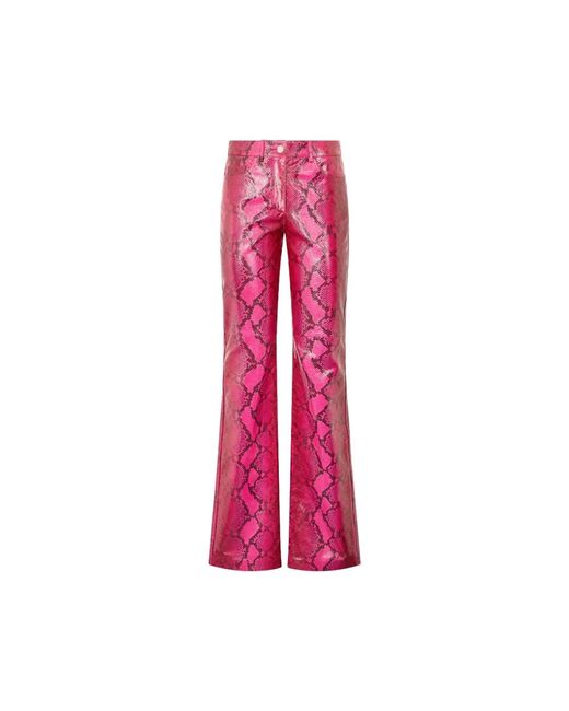 Roberto Cavalli Python-Print Leren Broek in het Pink
