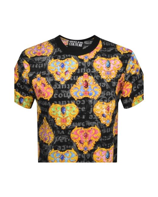 Versace Schwarzes heart couture t-shirt in Multicolor für Herren