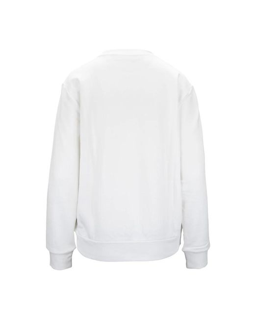 Versace Hoodies & Sweatvesten ,Wit ,Katoen Geborduurde Crewneck Sweatshirt in het White