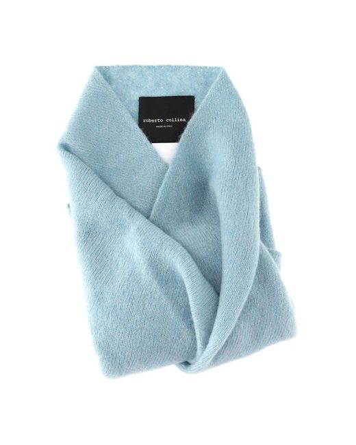 Roberto Collina Blue Winter Scarves for men