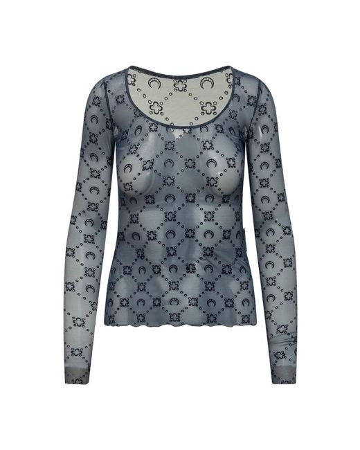 MARINE SERRE Blue Long Sleeve Tops