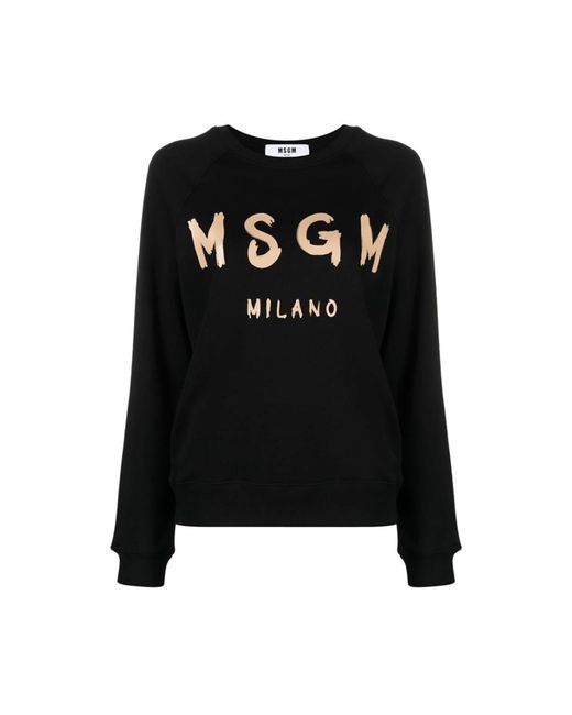 MSGM Black Schwarzer logo baumwoll-sweatshirt