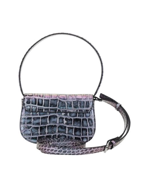 DIESEL Blue Braune schultertasche aus tech-stoff
