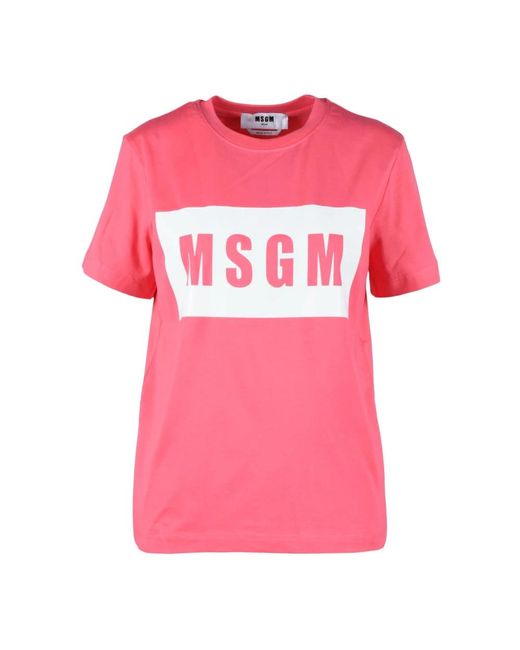 T-shirt in cotone con design unico di MSGM in Pink