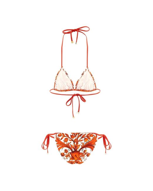 Dolce & Gabbana Red 'Maiolica' Bikini