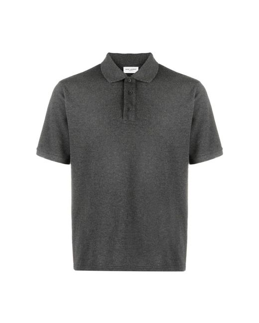 Saint Laurent E T-Shirts und Polos mit Cassandre-Stickerei in Gray für Herren
