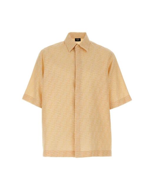 Fendi Weißes Hemd Mit Kurzen Ärmeln in Natural für Herren