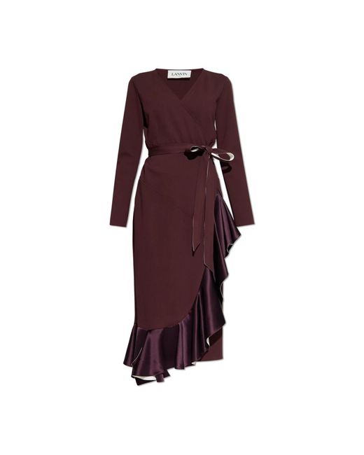 Lanvin Purple Gerüschtes kleid
