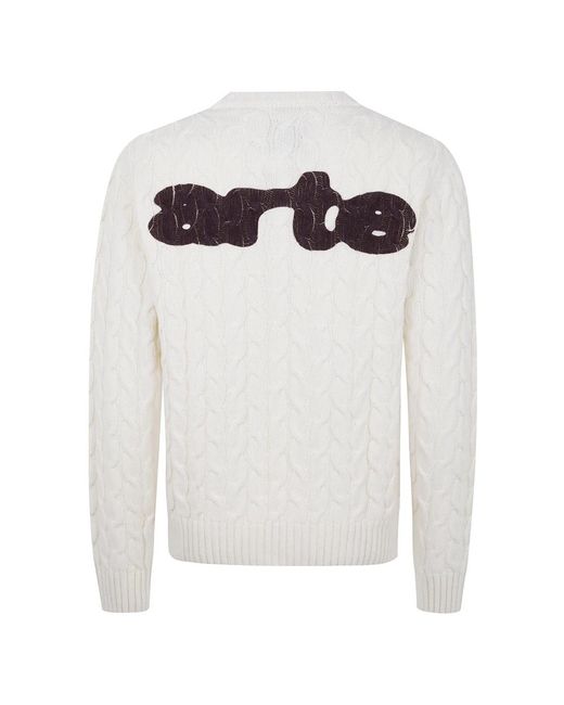 Arte' White Round-Neck Knitwear for men