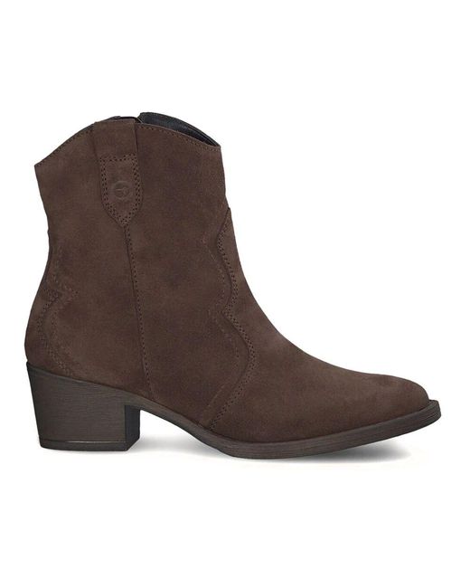 Tamaris Brown Braune lederstiefel mit blockabsatz