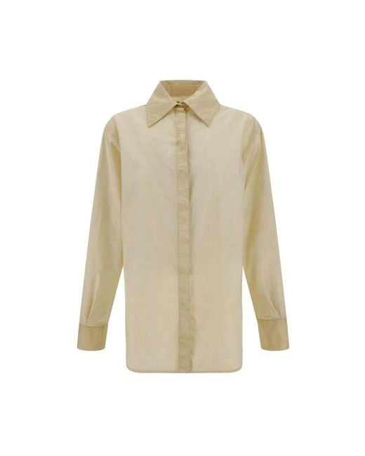 Quira Natural Klassischer Kragen Oversized Baumwollhemd