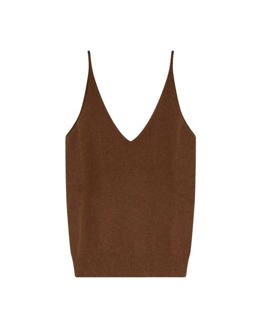 Mes Demoiselles Brown Sleeveless Tops