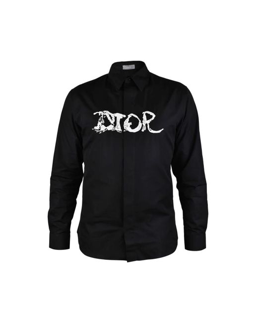 Dior Overhemden ,Zwart ,Katoen Geborduurde Shirt in het Black voor heren