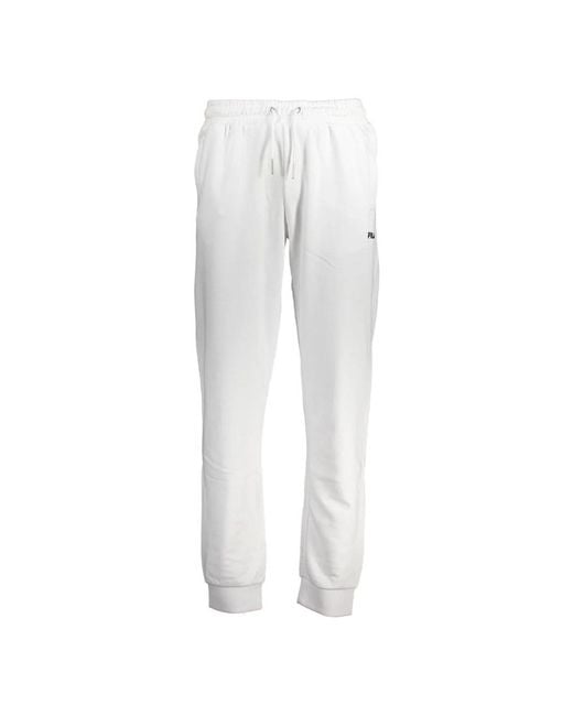 Fila Broeken ,Wit ,Katoen Sportieve Elastische Taillebroek Met Borduurwerk in het White voor heren
