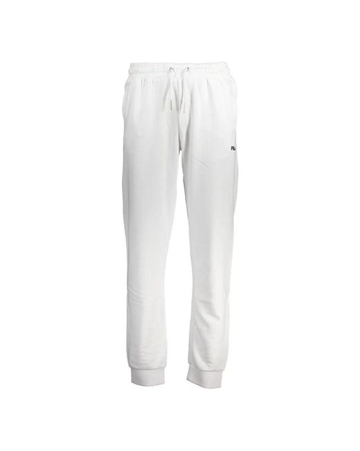 Fila Broeken ,Wit ,Katoen Sportieve Elastische Taillebroek Met Borduurwerk in het White voor heren