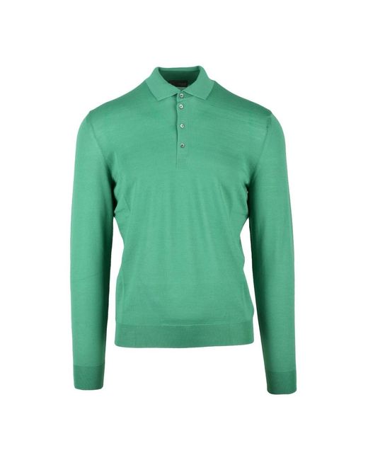 Drumohr Truien & Vesten ,Groen ,Wol Merino Wol Polo Gebreide Trui in het Green voor heren
